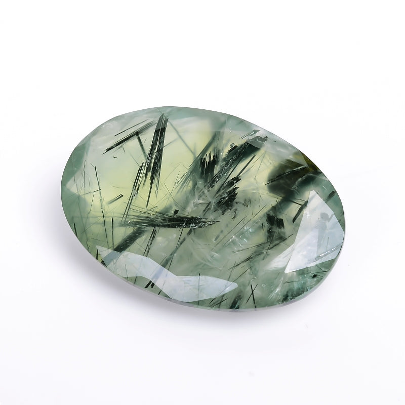Prehnite With Epidote Natural Oval Shape Cut Stone